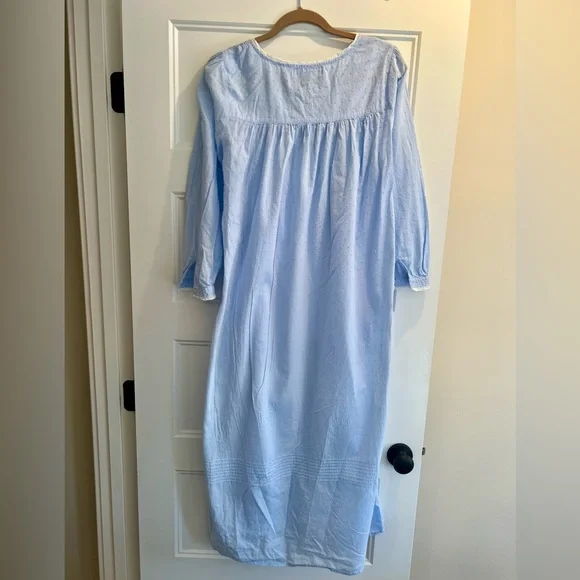 Eileen West Blue Swiss Dot Button Down Cotton Nightgown Womens Small Cottage - Picture 6 of 11
